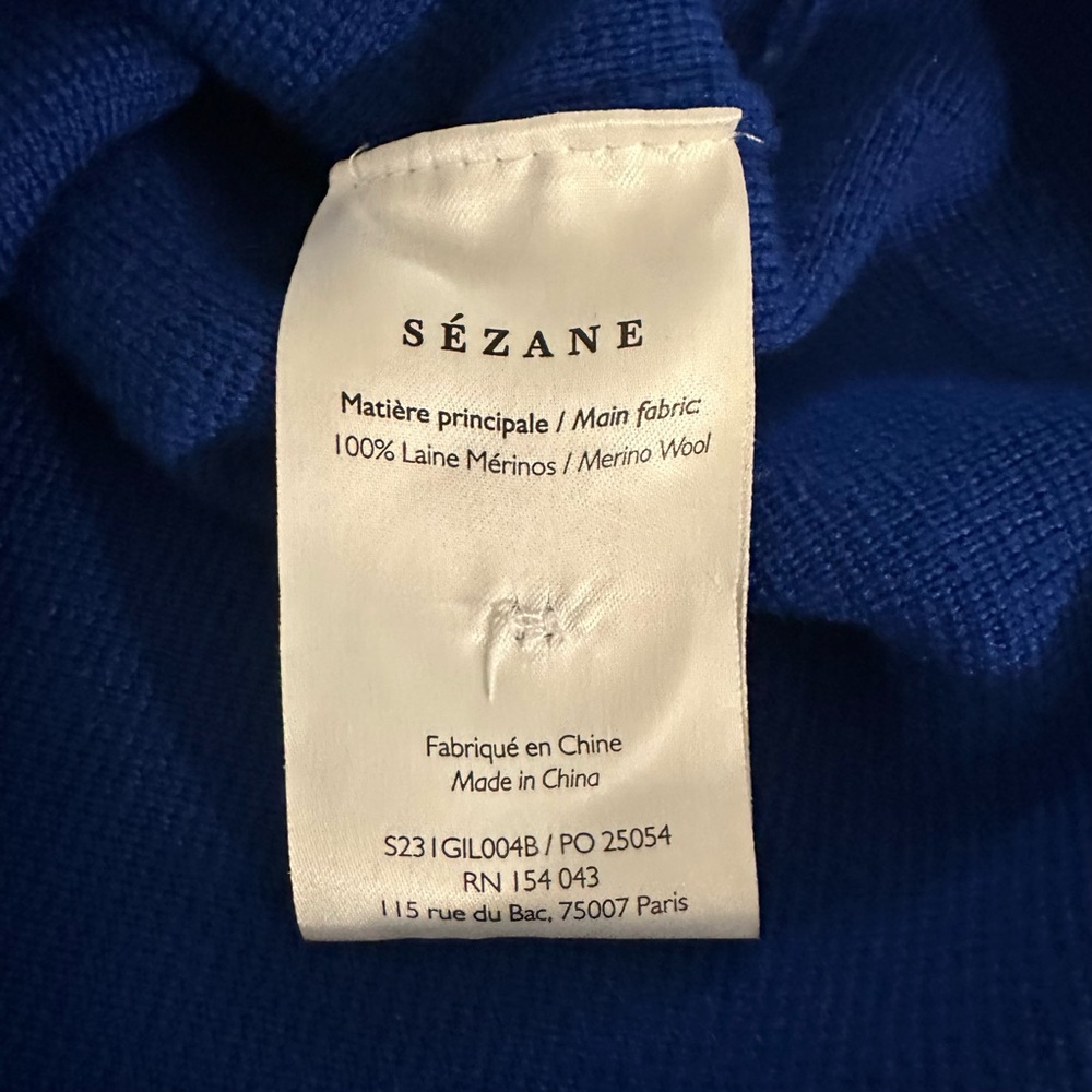 Sezane Betty Bright Blue Merino Wool Collared Shirt Cardigan Size XS - Picture 4 of 5